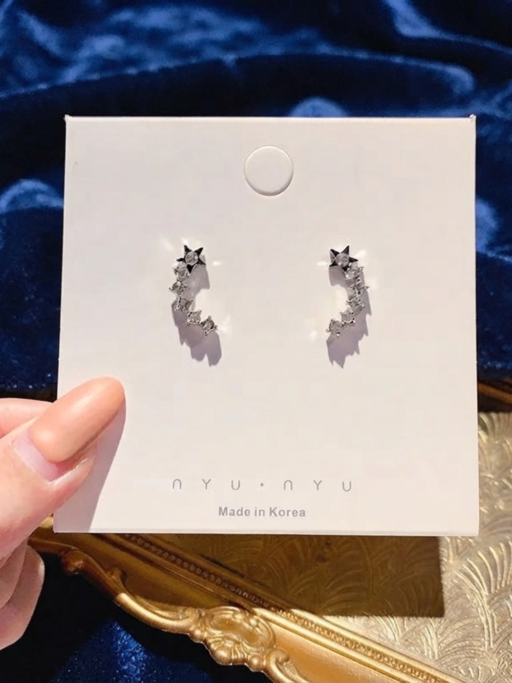 Silver Star & Crescent Crystal Earrings. 3 for $10.